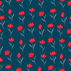 Folk seamless pattern with flowers. Endless texture.