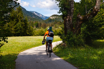 Mountain Bike cyclist riding countryside track