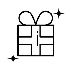 gift box with ribbon , line style icon