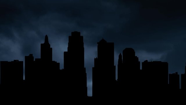 Kansas City Skyline: Lightning Thunderstorm Flash Over the Skyscrapers. Concept of Weather, Cataclysms, Missouri