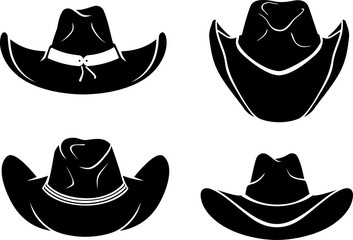 Cowboy Hat Set Silhouette Illustration