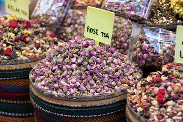 Fruit tea consisting of dried Mus fruits and plant leaves. Bench for sale.