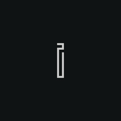 Abstract letter I  logo design. Minimal emblem outline design .