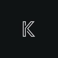 Abstract letter K  logo design. Minimal emblem outline design .