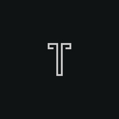 Abstract letter T  logo design. Minimal emblem outline design .