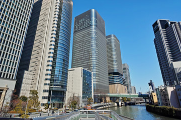 Fototapeta na wymiar 大阪中之島の高層ビル群
