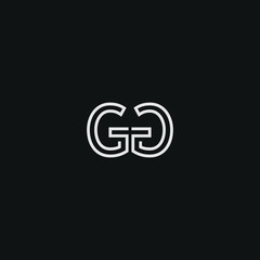 Abstract letter GG  logo design. Minimal emblem outline design .