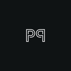 Abstract letter PP  logo design. Minimal emblem outline design .