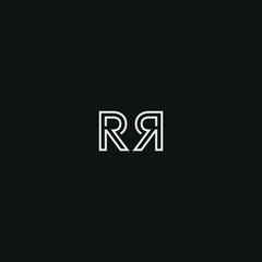 Abstract letter RR  logo design. Minimal emblem outline design .