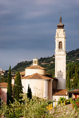 Beautiful Cathedral of Gargnano small town on Garda Lake in Italy