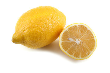 Lemonwith a half isolated on white background