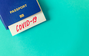 Coronavirus the concept of a ban on flights between countries. International passport. Selective...