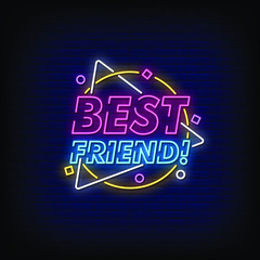 Best Friend Neon Signs Style Text Vector