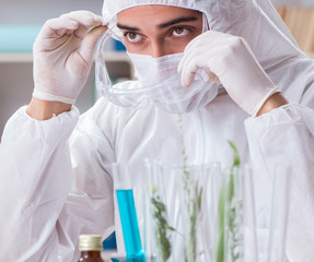 Biotechnology scientist chemist working in lab