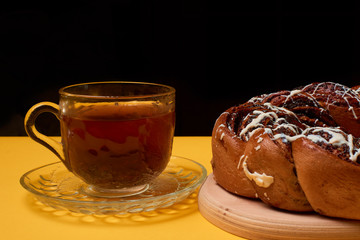 Sliced Homemade Poppy Pie. Fresh sweet pastries