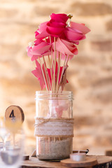 Details of a luxurious floral arrangement of a wedding or ceremony