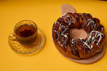 Sliced Homemade Poppy Pie. Fresh sweet pastries