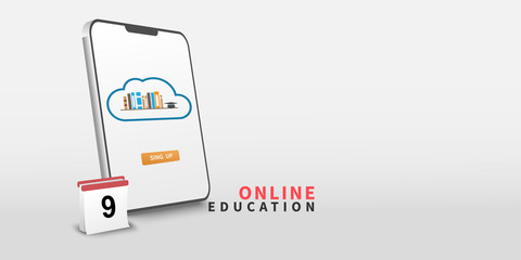 3d isometric Online education concept,Online training courses.Education online concept. Isometric vector illustration.