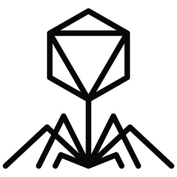 Bacteriophage virus vector illustration, line style icon