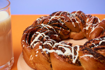 Sliced Homemade Poppy Pie. Fresh sweet pastries