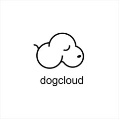 Dog Cloud logo design vector image, cloud  logo creative dog  , dog logo , dog line logo cloud 