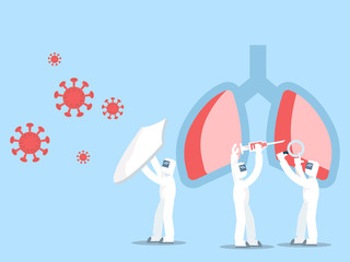 covid-19 corona virus concept doctor wearing protection suit for fighting virus