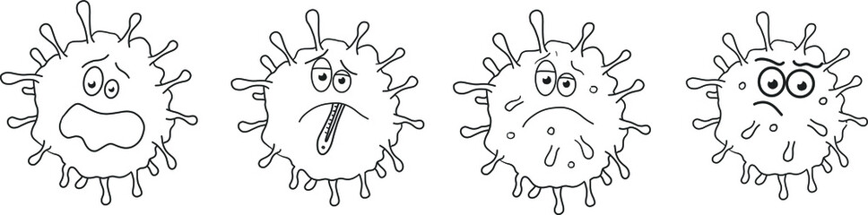 Covid-19 Coronavirus Flu virus bacterium Sars-Cov-2 sickness illness disease sign symbol icon hand drawn vector illustration graphic scribble drawing sketches