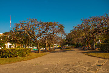HAVANA, CUBA- MARCH 2018: landscape with a view of beautiful Cuban houses on a local street