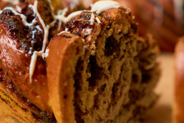 Sliced Homemade Poppy Pie. Fresh sweet pastries