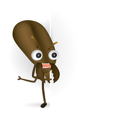 Vector illustration of termite cartoon with blank sign.