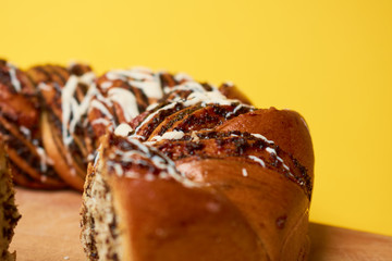 Sliced Homemade Poppy Pie. Fresh sweet pastries