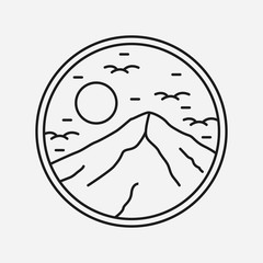 simple logo badge mountain design, for t-shirt prints, patches, emblems, posters, badges and labels and other uses