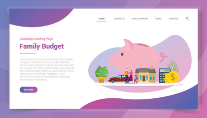 family budget savings financial plan for website template or landing homepage design campaign