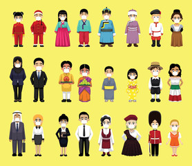 Various International Global People Traditional Costiume Cartoon Wear Mask