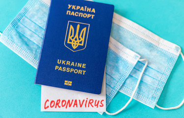 Coronavirus the concept of a ban on flights between countries. International passport. Selective...
