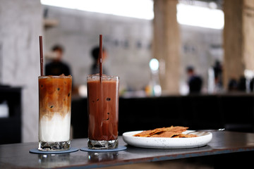 iced coffee on table