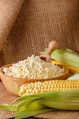 corn flour on a dark rustic background