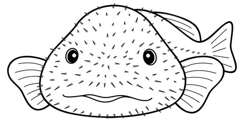 ニュウドウカジカ ブロブフィッシュ ぬりえ 応募用紙 Coloring Picture Psychrolutes Marcidus Blobfish Character Illustration Wall Mural みやもとかずみ