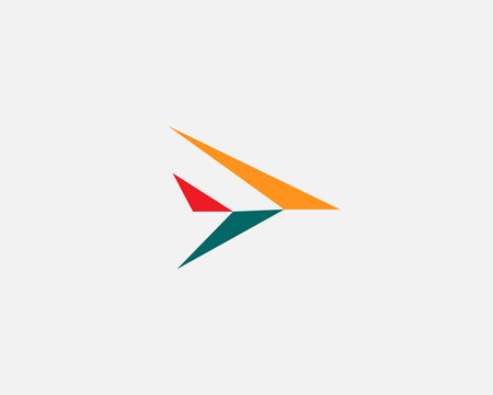 Abstract arrow aircraft logo icon design modern minimal style illustration. Motion fast vector emblem sign symbol mark logotype