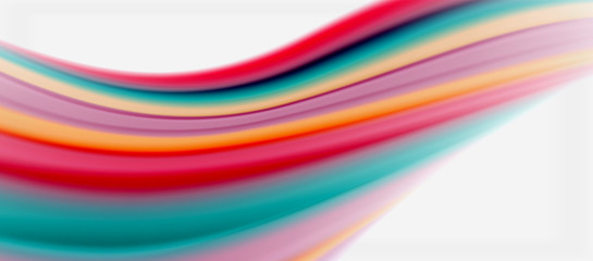 Wave lines abstract background, smooth silk design with rainbow style colors. Liquid fluid color waves. Vector Illustration