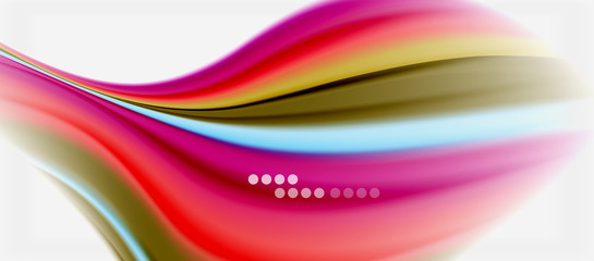 Wave lines abstract background, smooth silk design with rainbow style colors. Liquid fluid color waves. Vector Illustration