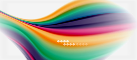 Wave lines abstract background, smooth silk design with rainbow style colors. Liquid fluid color waves. Vector Illustration