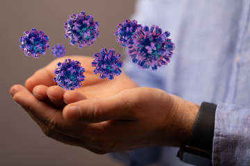 flu virus attack digital 3d  epidemic.