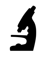 Microscope - vector black silhouette for logo or pictogram. Microscope - vector icon for your logo. Scientific, medical and educational symbol - a microscope.