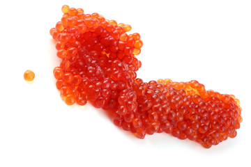 Red caviar isolated on white