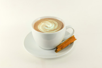 Organic tea with star anise, cinnamon & cardamom in a white background