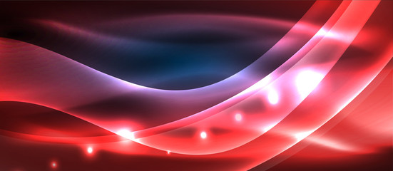 Abstract background. Shiny design neon waves with light effects, techno trendy design. Vector Illustration For Wallpaper, Banner, Background, Card, Book Illustration, landing page