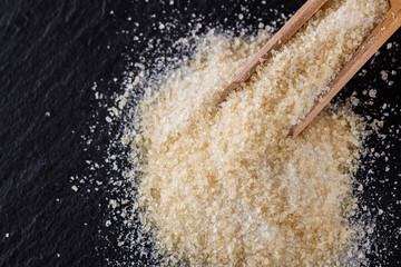 natural animal gelatin on a dark stone background