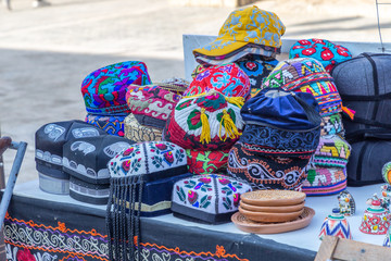 Souvenirs on the market of Bukhara. Bukhara city, Uzbekistan