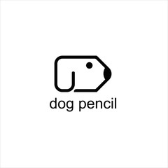 dog head and pencil logos , dog face icon isolated on white background. Vector illustration